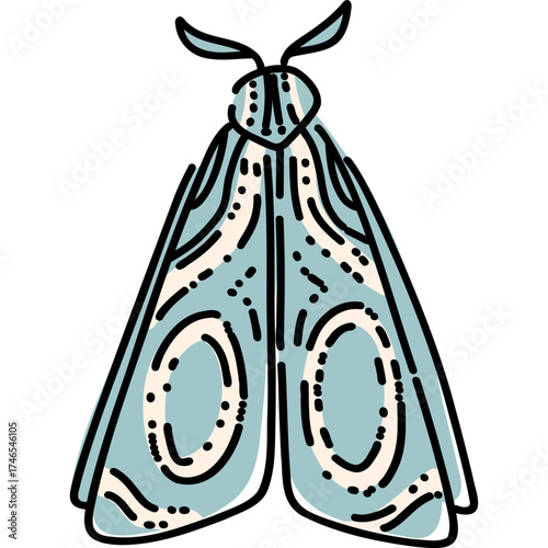 Stylized Moth Illustration with Intricate Patterns