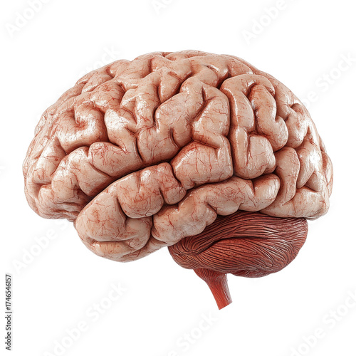 A human brain anatomy on transparent background