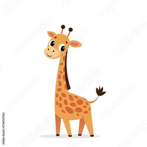 Full body giraffe flat design in simple geometric shapes simple illustration