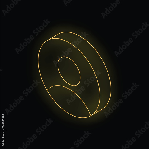 Golden neon icon representing a user profile, glowing on a dark background