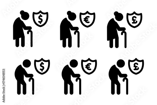 Vector pension icon. Pension insurance symbol