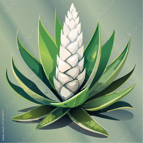 Agave plant with white flower spike