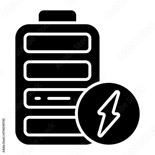 Glyph design icon of electric battery