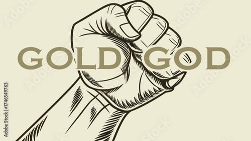 Vintage illustration of a clenched fist with text overlay.