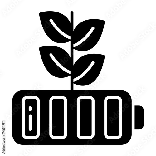 A solid design icon of eco battery