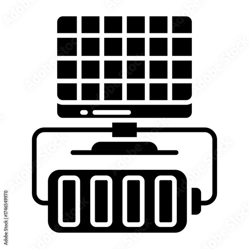 A solid design icon of solar battery