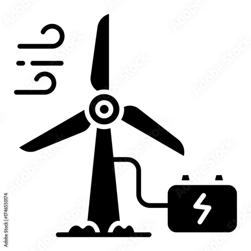 Wind turbine icon, editable vector