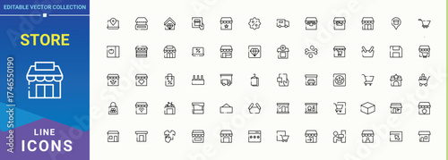 Store simple icon set. Modern icons collection. Vector collections. Business vector icon set. Featuring shopping, purchase, market, business, product and more.