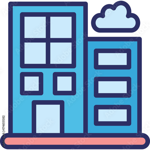 City Buildings Icon – Urban Skyline, Metropolitan Architecture, High-Rise Structures Illustration