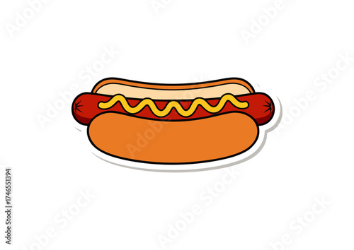 Delicious Hot Dog with Mustard A Simple and Appetizing Illustration for Food Lovers