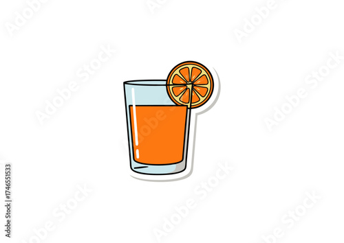 Orange Juice Icon A refreshing glass of citrus drink with a slice of orange, perfect for design