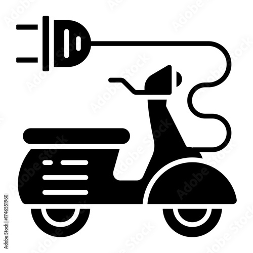 A solid design icon of electric scooty 