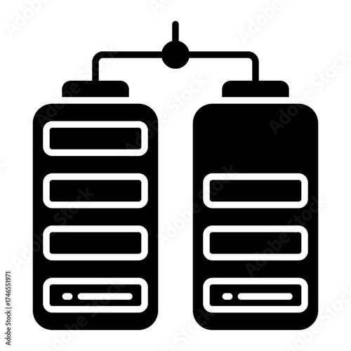 A solid design icon of battery status 