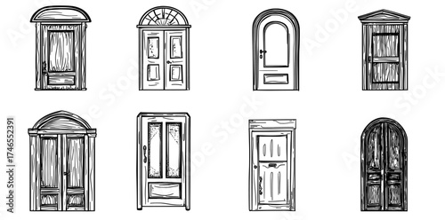 The animation of a door opening is presented in a modern style, with accompanying cartoon visuals of living room doors that are either open or closed, situated within a typical house entrance that