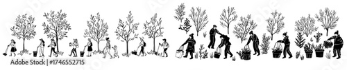 Characters in the community are working to clean up litter and improve the environment, creating a better place for everyone