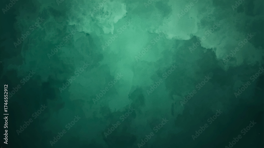 Obraz premium Abstract Dark teal grunge background with rough concrete texture, scratches, and faded paint. Softly lit center and dark edges with a moody, industrial, vintage, cinematic look in deep emerald tones