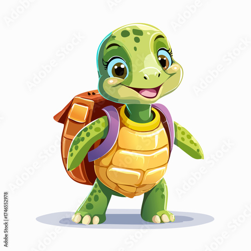 Kleine Schildkröte mit Rucksack