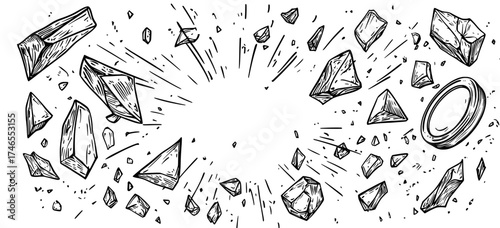 Exploding frames and spray particles are combined with the destructive force of an explosion, along with shattered geometric shapes, to create the dynamic energy found in modern banner sets, which