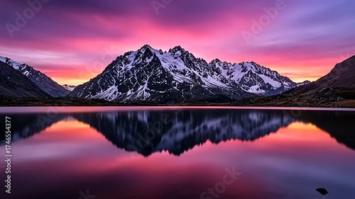 Majestic Mountain Reflection at Sunset - A Serene Landscape Video.