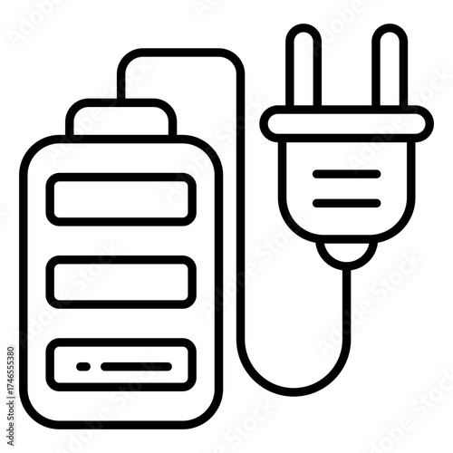 A linear design icon of electric battery