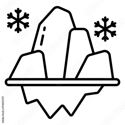 A linear design icon of melting glacier