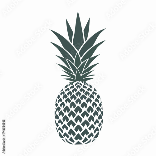 Elegant pineapple illustration: A fresh and vibrant tropical delight on white background