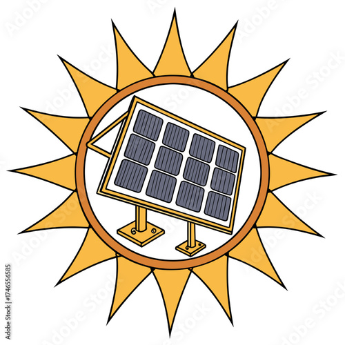 Solar panel in the sun, representing renewable energy