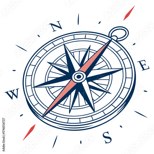 Illustration of a compass with cardinal directions