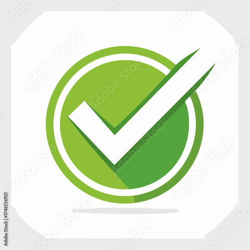 Green check mark icon symbolizing approval and validation in circular design