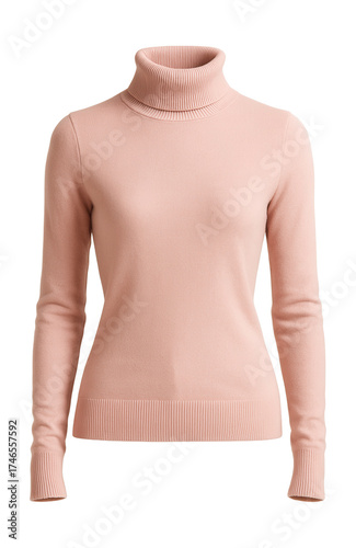 Pastel pink cotton turtleneck with a slim, fitted design.