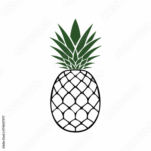 Stylized Pineapple Illustration with Green Crown and Geometric Pattern Texture