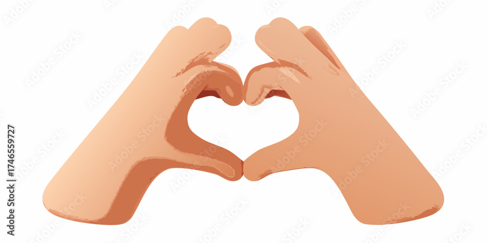 Obraz premium Two hands forming a heart shape with fingers touching against a white background