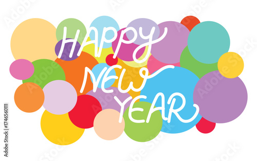 Happy new year colors, Festive circle doodle, Celebration vector art