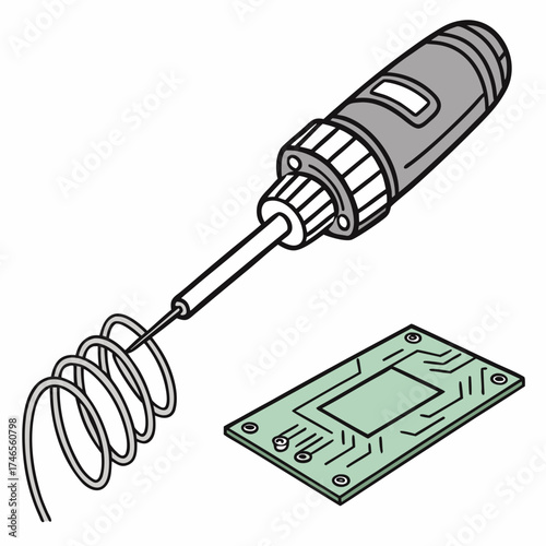 Illustration of a soldering iron and circuit board