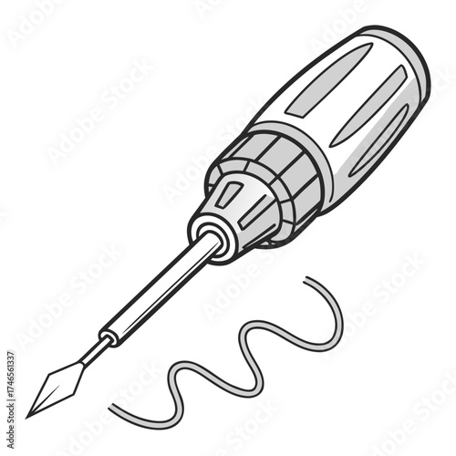 Screwdriver with a flat head for tightening or loosening screws