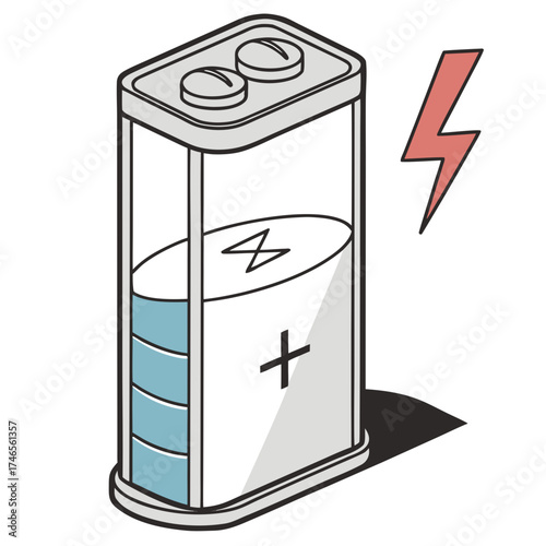 Illustration of a battery with a lightning bolt