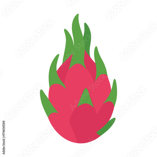 Colorful dragon fruit icon — bright pink and green design on white background