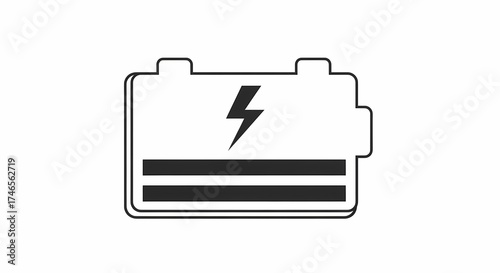 Battery Icon with Lightning Bolt Power, Energy, Recharge Symbol Vector