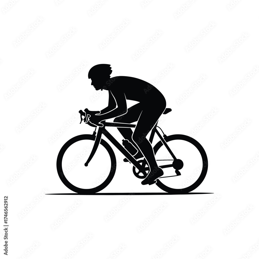 Obraz premium Cyclist silhouette on bicycle sport racing