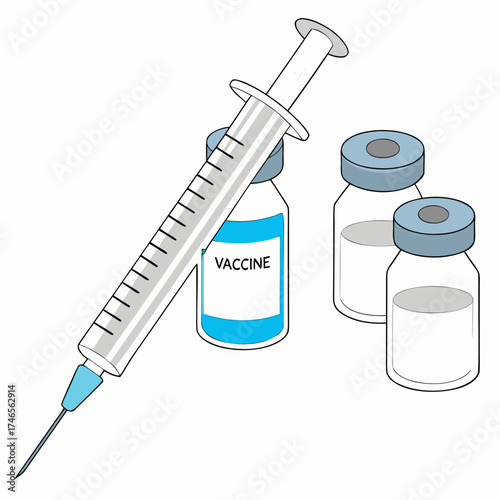 Vaccination Concept with Syringe and Vials for Health and Immunity, Ready for Medical Use, Safeguarding Wellness, Illustrating Healthcare Solutions and Preventative Measures