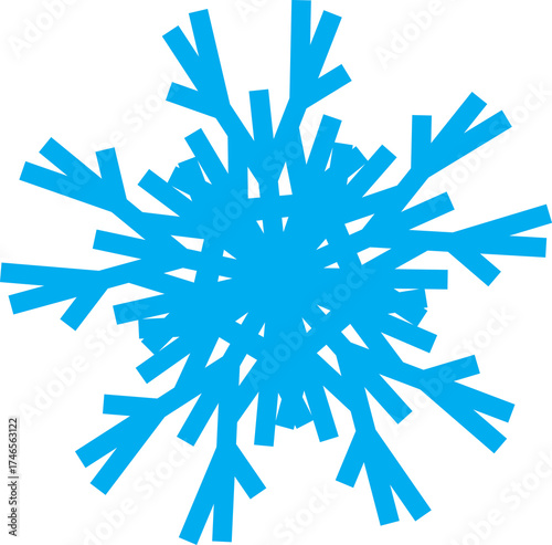 Minimal Icy Blue Nordic Crystal Snowflake Illustration
