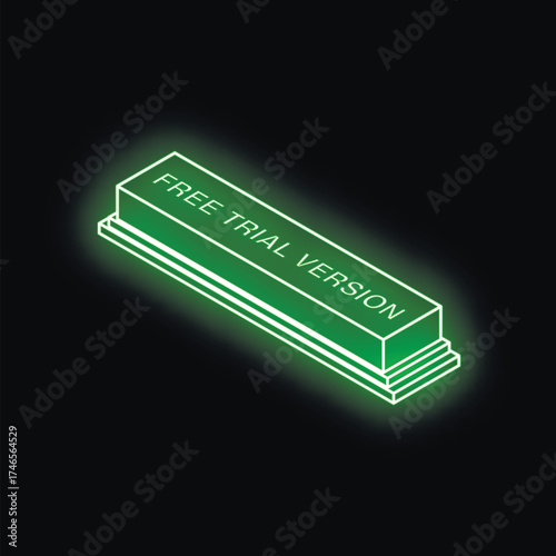 Neon green free trial version sign glowing on black background, perfect for marketing and advertising campaigns