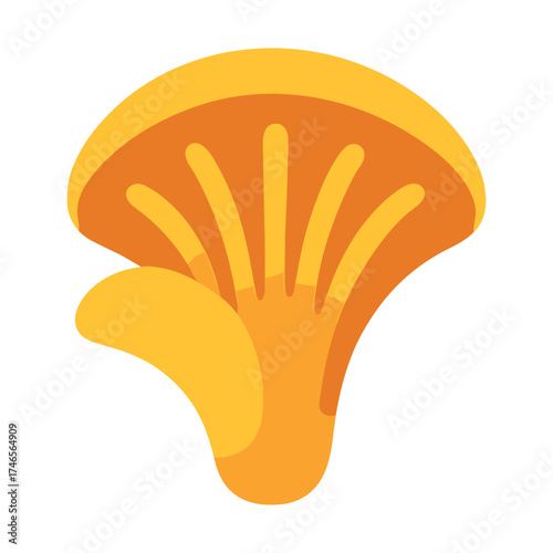 Vibrant orange hygrocybe mushroom illustration on white background
