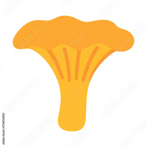 Bright yellow chanterelle mushroom illustration with bold orange hues