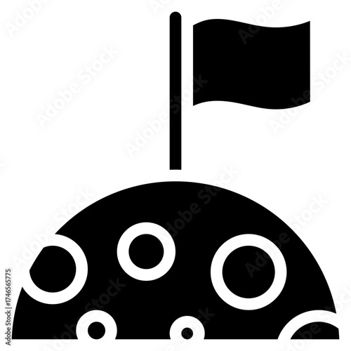 Moon With Flag Icon