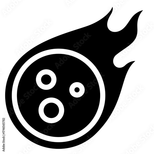 Asteroid Falling On Fire Icon
