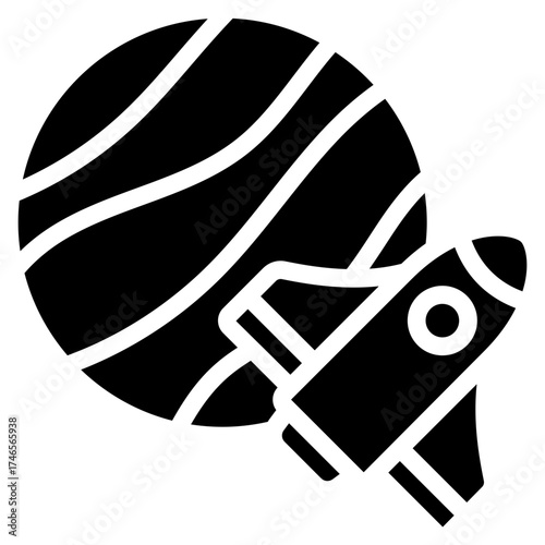 Rocket Ship And Planet Icon
