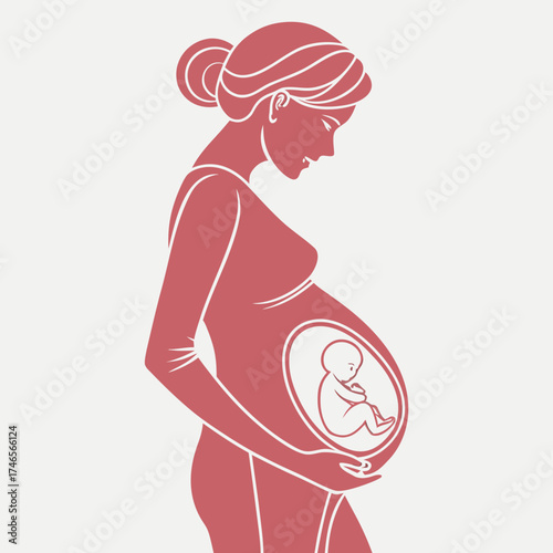 Silhouette of a pregnant woman holding her belly with a baby inside symbolizing motherhood family and the miracle of life and new beginnings