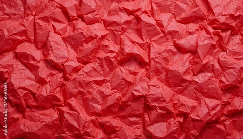 Wallpaper Mural Crumpled red paper texture, bold and bright, sharp folds and shadows, flat lay macro photo, high-resolution for design mockup. Torontodigital.ca