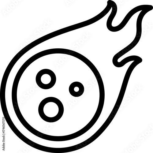 Asteroid Falling On Fire Icon
